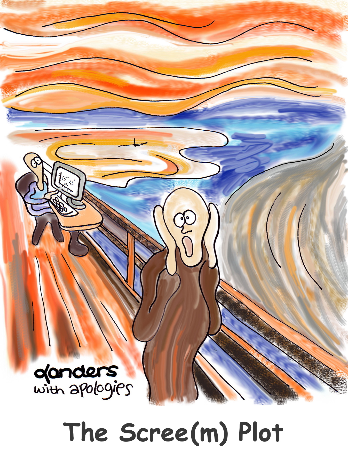 cartoon depiction of Edvard Munch's The Scream