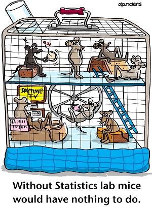 cartoon to illustrate the value of statistics in design and analysis of animal models in medical research